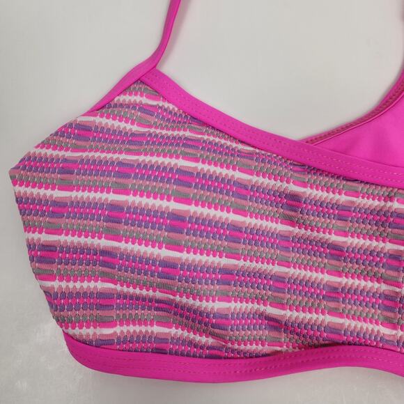 L*Space Pamela Bikini Top in Electric Pique Stripe Pink Size Small Racerback NWT - Picture 4 of 7